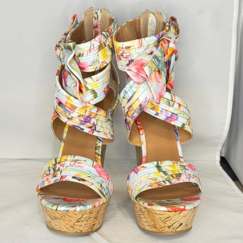 Colorful Floral Wedge Sandals